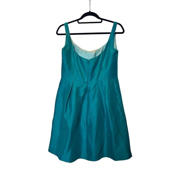Jenny Yoo Teal Blue Fit & Flare Dress Size 10 | Formal Sleeveless Mini with Boni - Picture 9 of 9